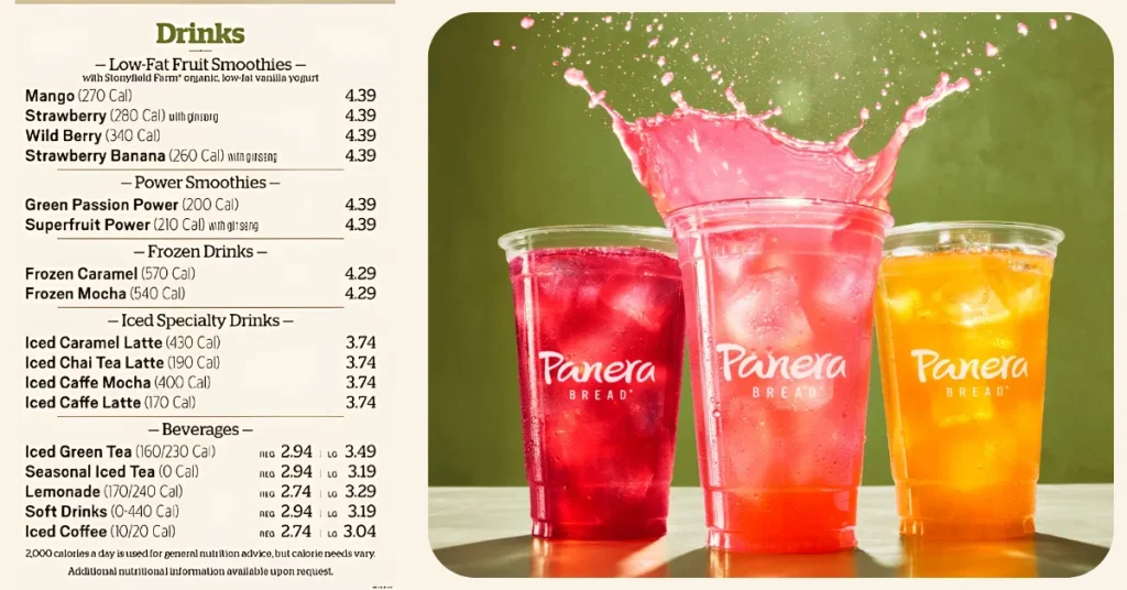 Panera Drink Menu & Price list