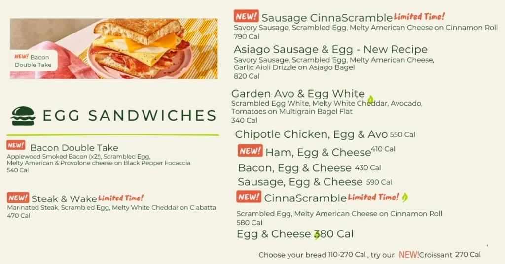 Panera Bread Sandwich Menu