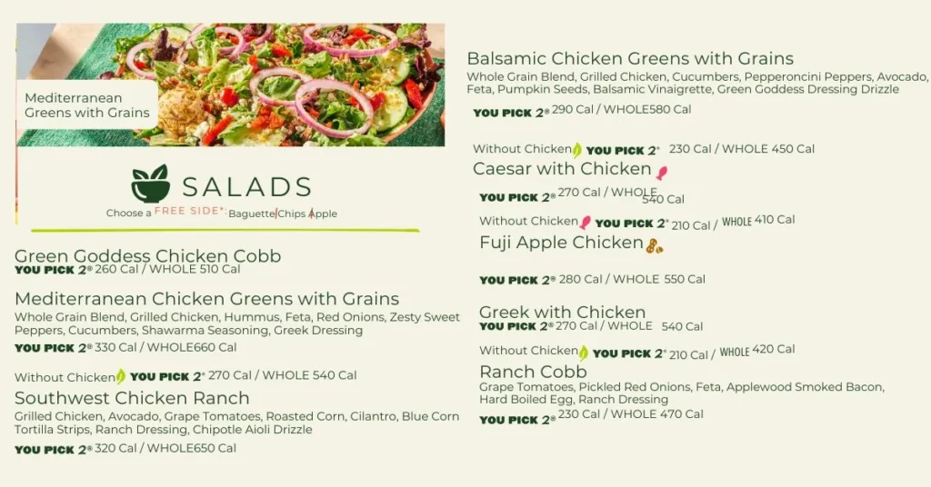 Panera Salads Menu List