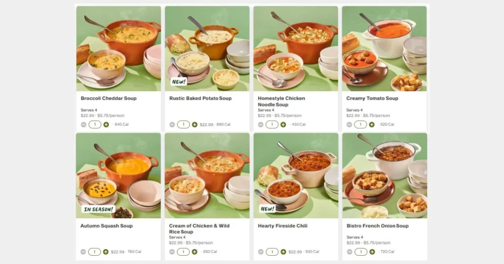 Panera Cafe Soups for a Group Menu USA